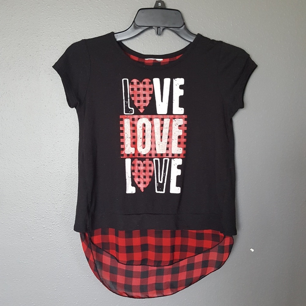 Red/Black Plaid LOVE heart girls top